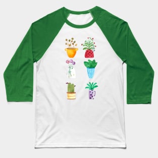 Watercolor potted plants collection house plants hand painted Baseball T-Shirt